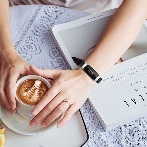 Fitbit Luxe elastisk klokkerem i nylon - Glitter Svart Black
