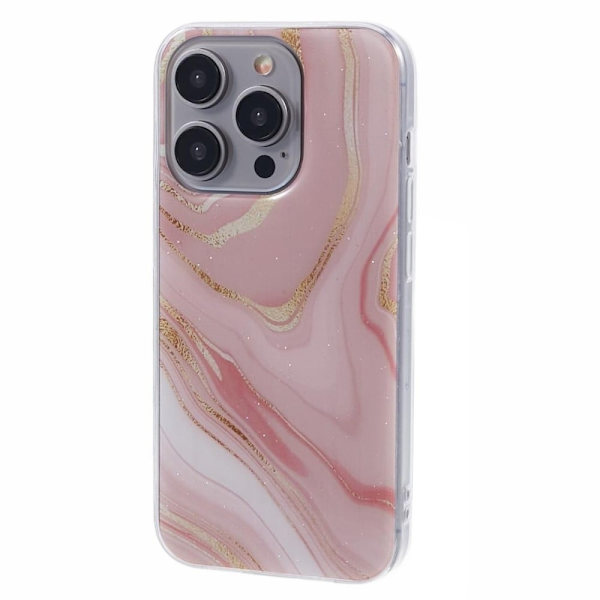 Marmordesign iPhone 15 Pro Max deksel - Rosa Pink