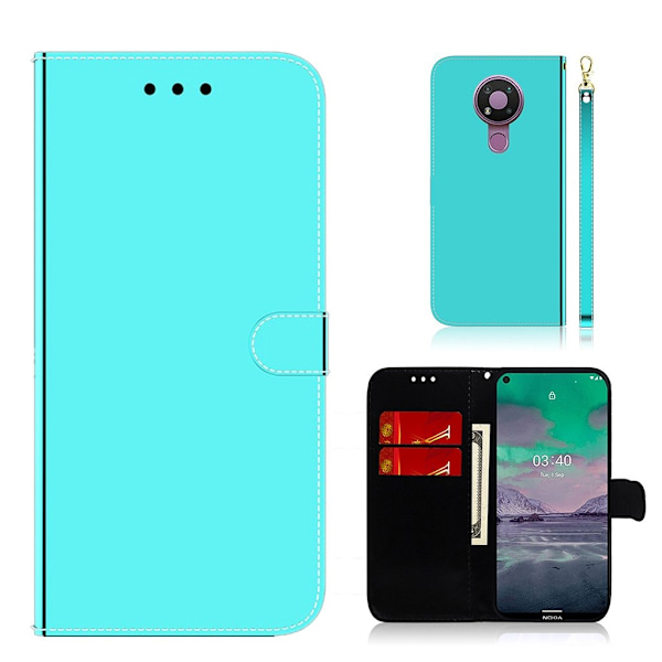 Mirror Nokia 3.4 flip etui - cyan Green