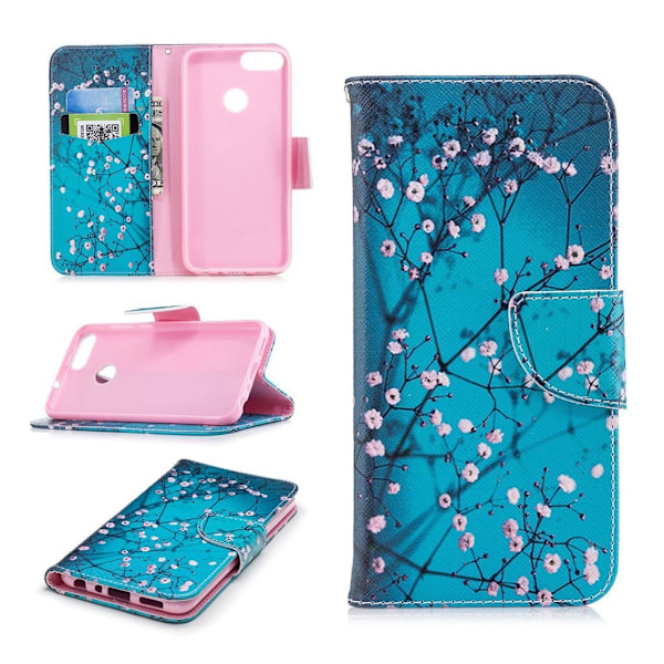 Huawei P Smart Mønstret Lær Flip Etui - Wintersweet Multicolor