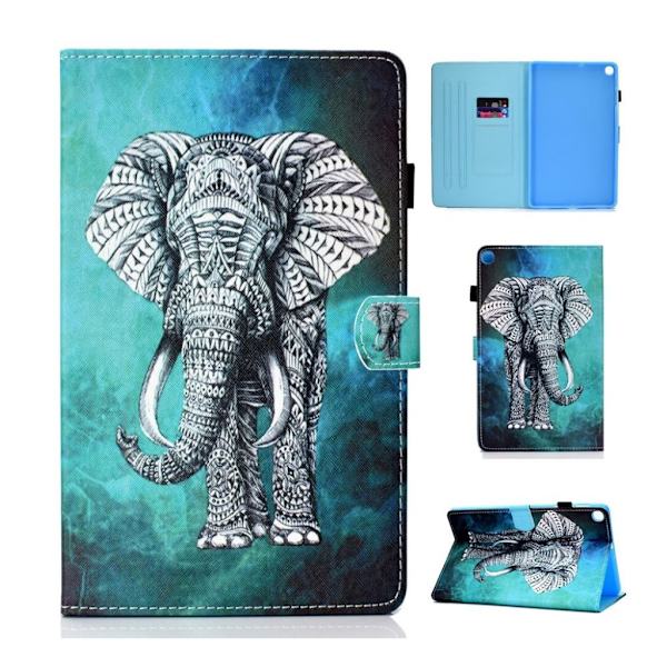 Samsung Galaxy Tab A 10.1 (2019) mønstret lædercover - elefant Multicolor