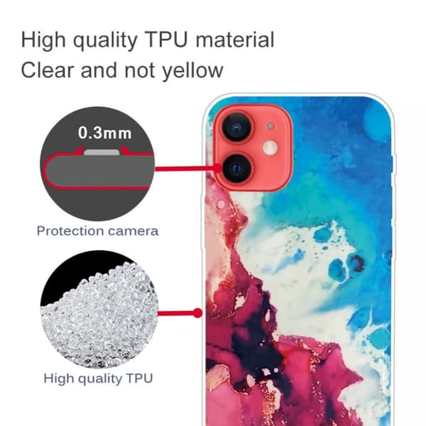 Marble design iPhone 12 Mini cover - Stænk Af Rødt Og Blåt Blue