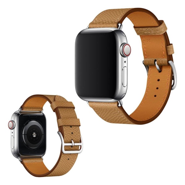 Apple Watch Series 5 40mm kryds tekstur ægte læder Urrem - Lysebrun Brown