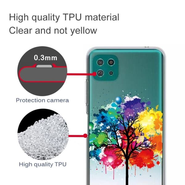 Deco Samsung Galaxy A22 5G Suojakotelo - Värikäs Puu Multicolor