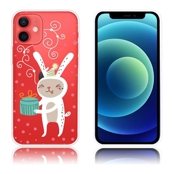 Fluffy Rabbit iPhone 12 Mini deksel - Kanin Med Gave White