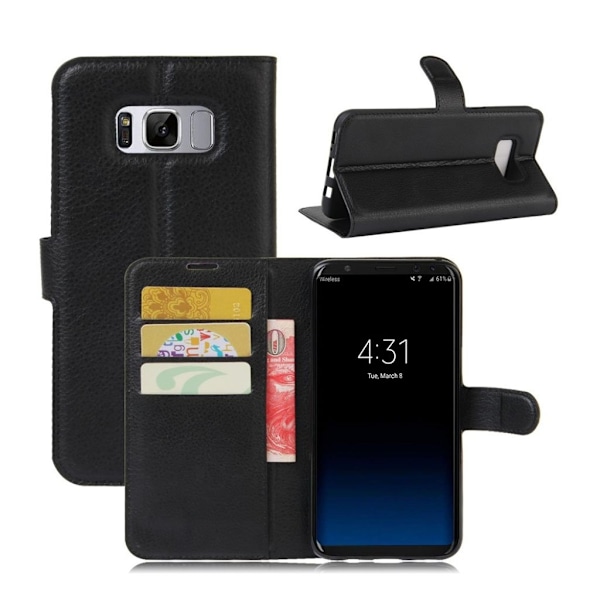 Samsung Galaxy S8 stilfuldt læder-etui - Sort Black