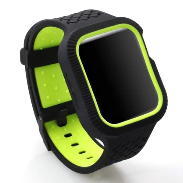 Apple Watch Series 4 40mm To tone silikone Urrem - Sort / Grøn Black