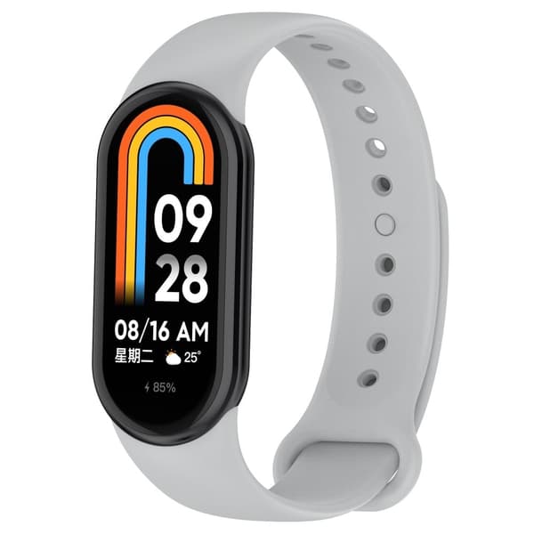 Xiaomi Smart Band 8 yksinkertainen silikonihihna - Harmaa Silver grey