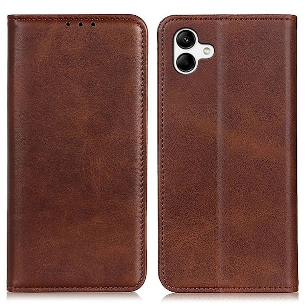 Lompakko-style Aitoa Nahkaa Läppäkotelo For Samsung Galaxy A04e - Kahvi Brown
