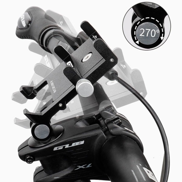 GUB bicycle handlebar rotatable phone holder with extension bott Black