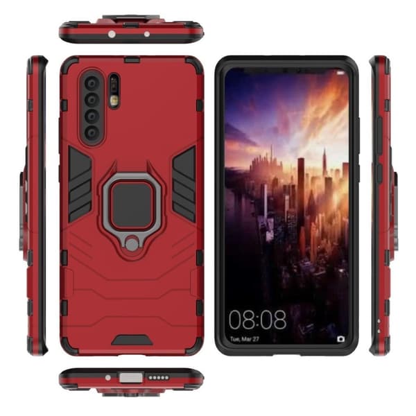 Huawei P30 Pro rengaspidike takatuki combo suojakotelo - Punainen Red