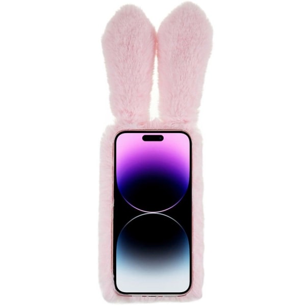 Fluffy Rabbit iPhone 14 Pro Max skal - Rosa Rosa