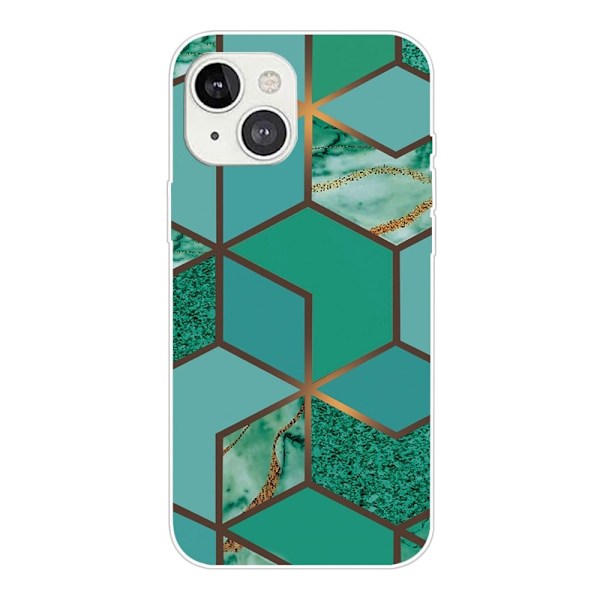 Marmordesign iPhone 14 deksel - Blågrønn Marmorflis Green