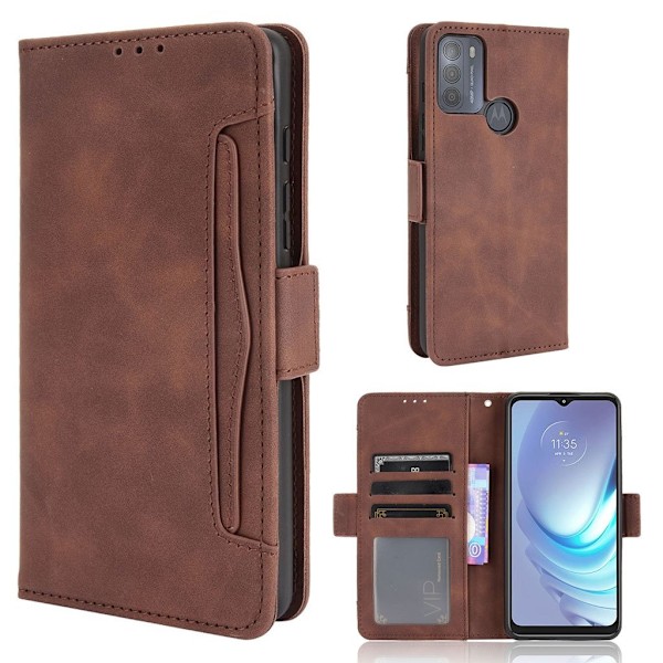 Modern-styled Læder Pung Etui til Motorola Moto G50 - Brun Brown