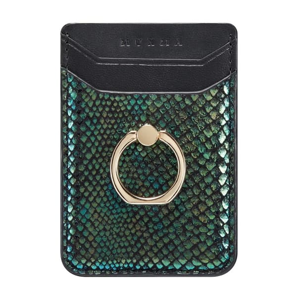 MUXMA Universal snake style læder kortholder - Sortliggrøn Green