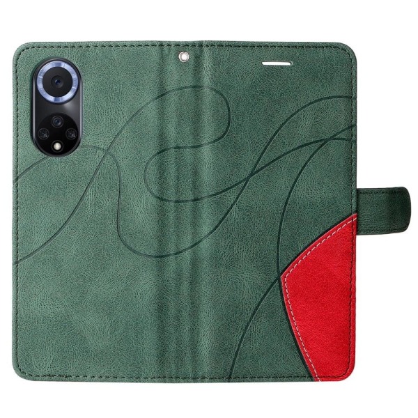 Textured leather case with strap for Huawei Nova 9 / Honor 50 - Green