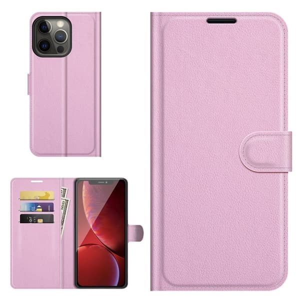 Classic iPhone 13 Pro Max Läppäkotelo - Pinkki Pink