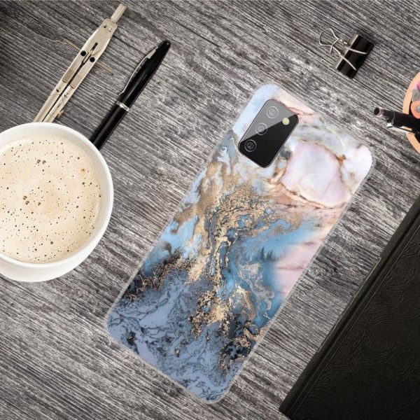 Marble Samsung Galaxy A02s Etui - Blålig guldmarmor Blue