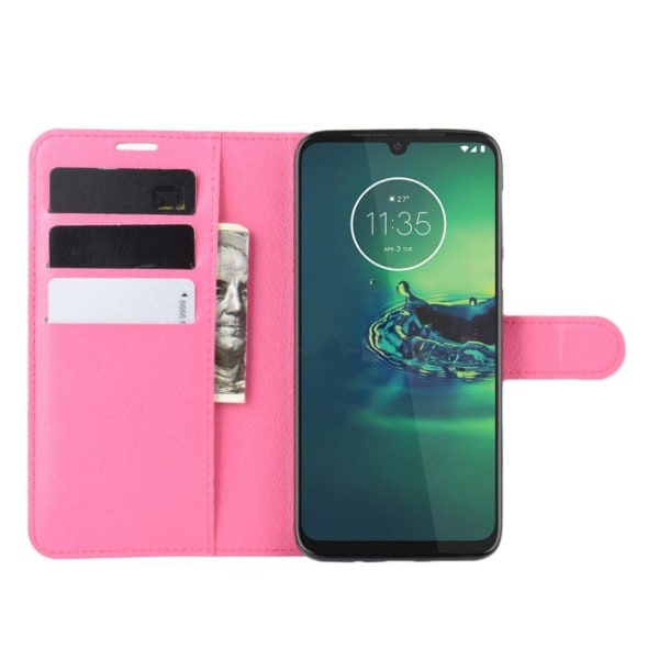 Classic Motorola Moto G8 Plus flip kuoret - Ruusu Pink