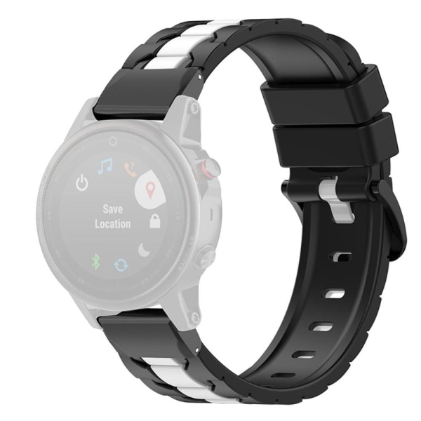 26mm silicone watch strap for Garmin watch - Black / White Svart