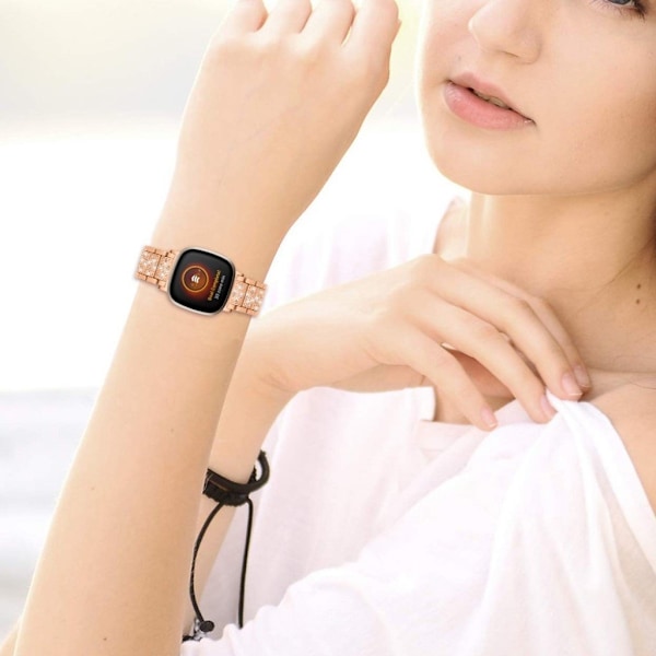 Fitbit Sense / Versa 3 elegant rhinestone decor watch band - Rose Gold Rosa