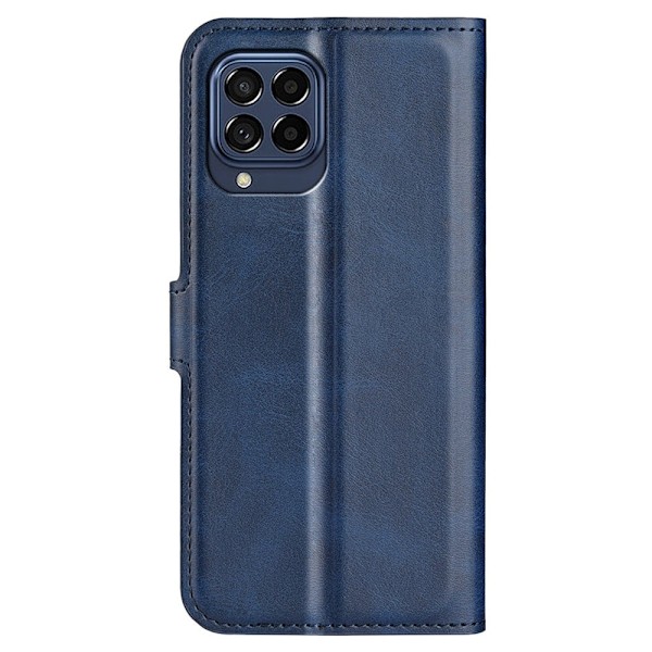 Hållbart konstläder Samsung Galaxy M33 5G fodral med plånbok - Blå Blå
