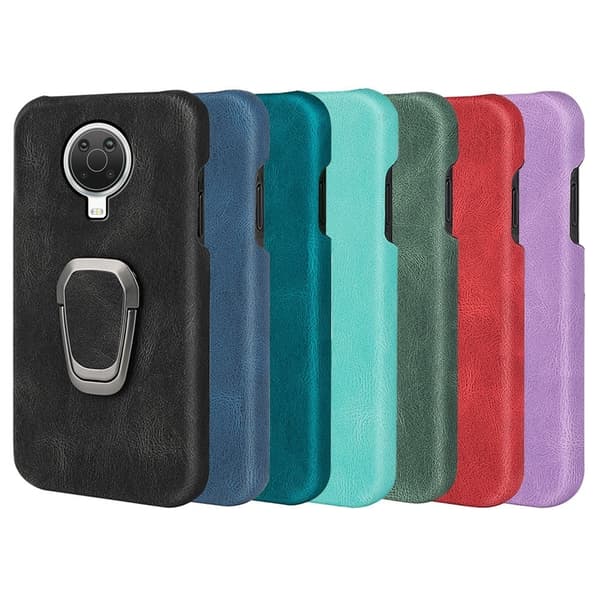 Stødsikkert lædercover med oval kickstand til Nokia G20 - Sort Black