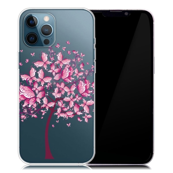 Slim Clear Pattern Printing Soft Flexible Back Phone Protective Cover Case iPhone 13 Pro 6.1 inch - Lyserød Pink