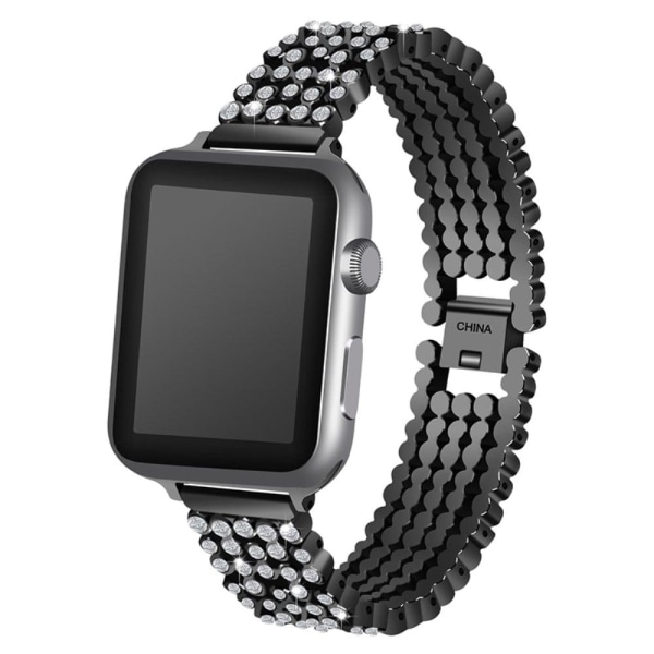 Rhinestone 5-bead décor watch strap for Apple Watch (45mm) - Bla Svart