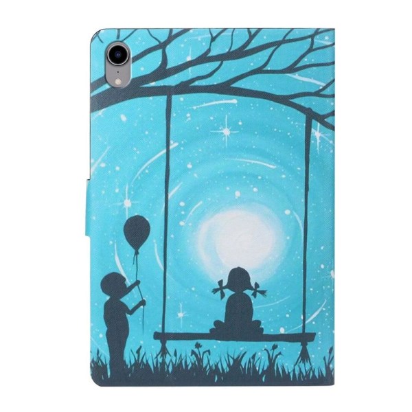 iPad 10.9 (2022) Pattern Printing Vegansk Læder stødsikkert Cover Foldable Stand Tablet Drop Resistant Case with Card Slots - Elskere Blue