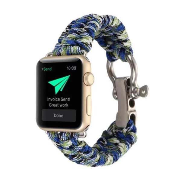 Apple Watch Series 4 44mm Paracord rep armband - Blå / Grön multifärg