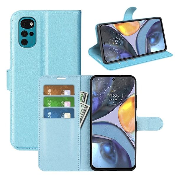 Classic Motorola Moto G22 flip kuoret - Sininen Blue