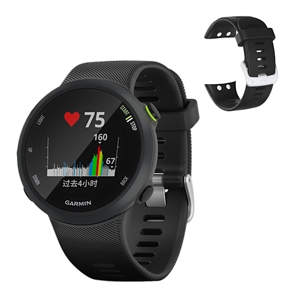 Garmin Forerunner 45 silikoninen kellonauha - Musta Black