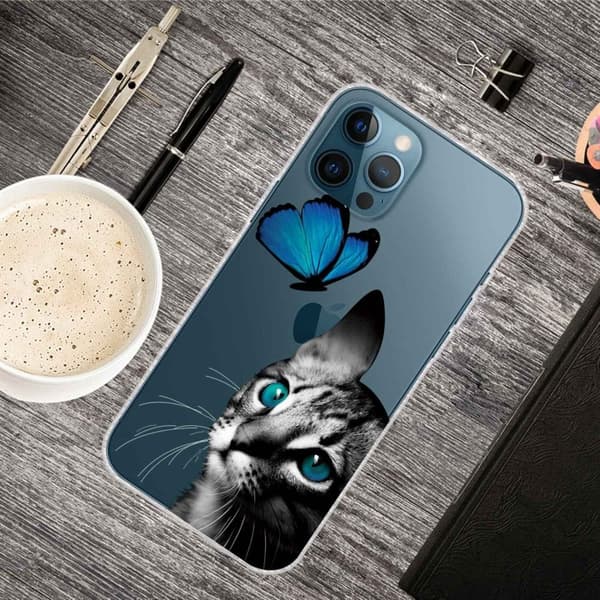 Butterfly iPhone 14 Pro Max nahkakotelo - Kissa Ja Perhonen Black