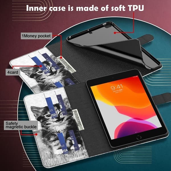 Lenovo Tab P11 stilig lærveske med mønster - Katt Silver grey