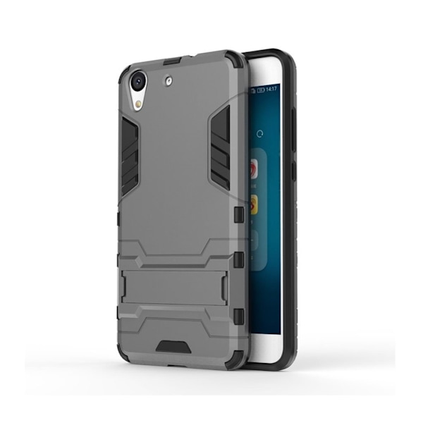 Huawei Y6 II hybridkskal med kickstand - Grå Silvergrå