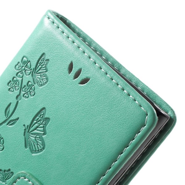 Moberg Sony Xperia X Compact flip-etui med sommerfugle-print - Turkis Green
