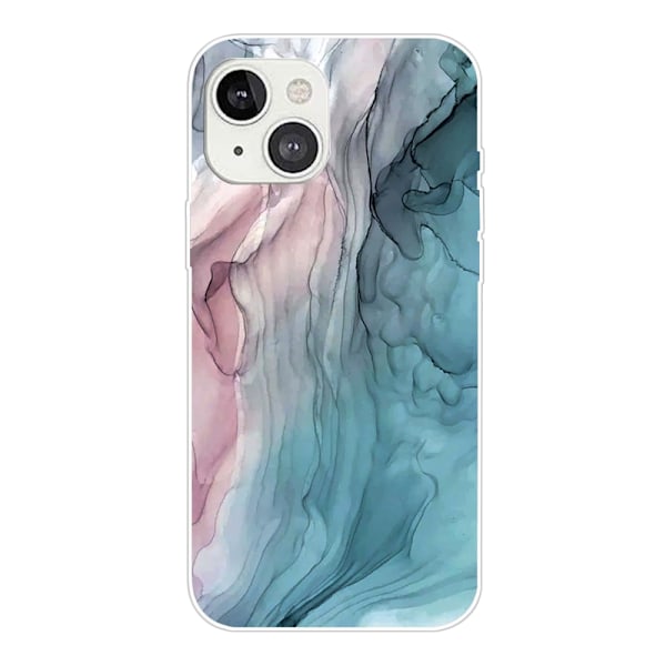 Marmormotiv iPhone 14 skal - Rosa/Blå Marmor multifärg