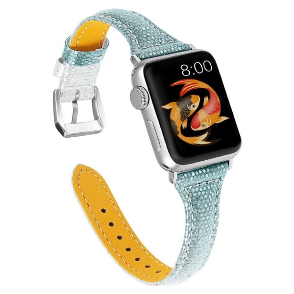 Apple Watch Series 5 40mm bling ægte læder Urrem - Grøn Green