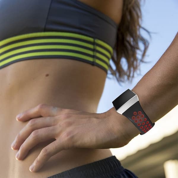 Fitbit Ionic tofarget silikonarmbånd - Svart / Rød Red