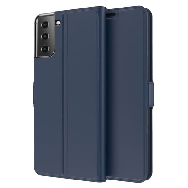 Glatt og tynt premium PU-skinnetui for Samsung Galaxy S23 - Blå Blue