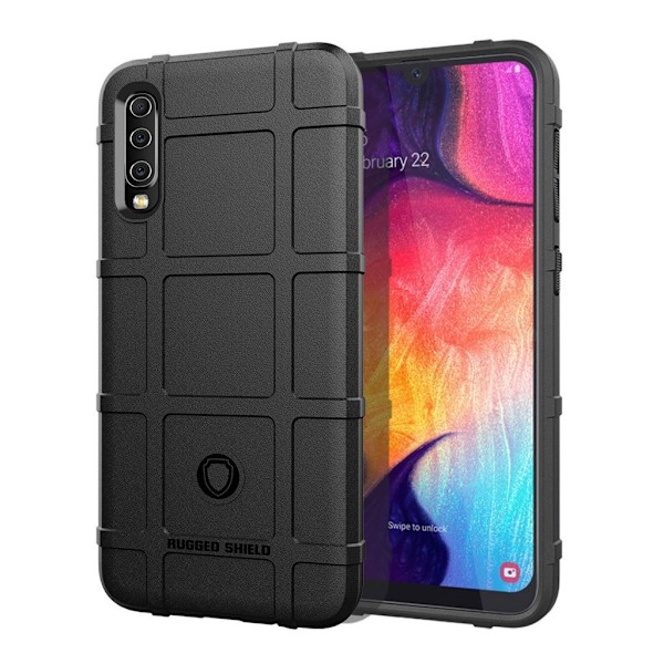 Samsung Galaxy A50 robust firkant gitter etui - Sort Black