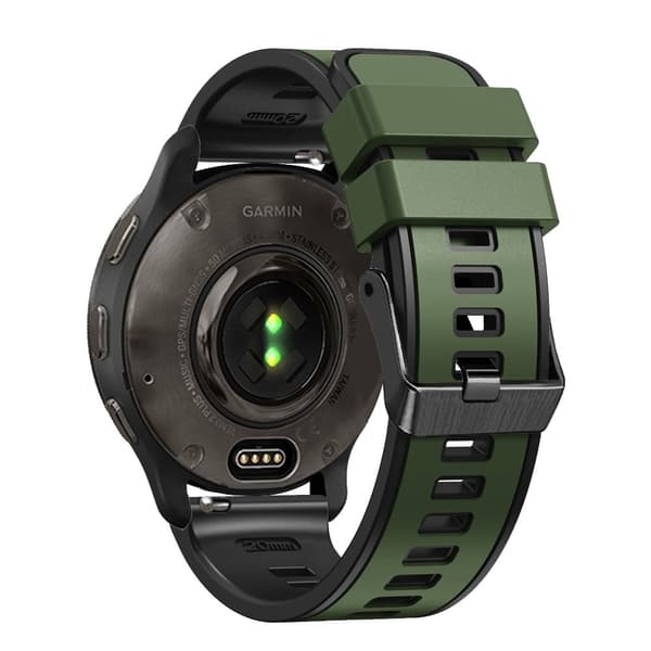 20 mm universal silikonerem i to farver - Militærgrøn / Sort Green