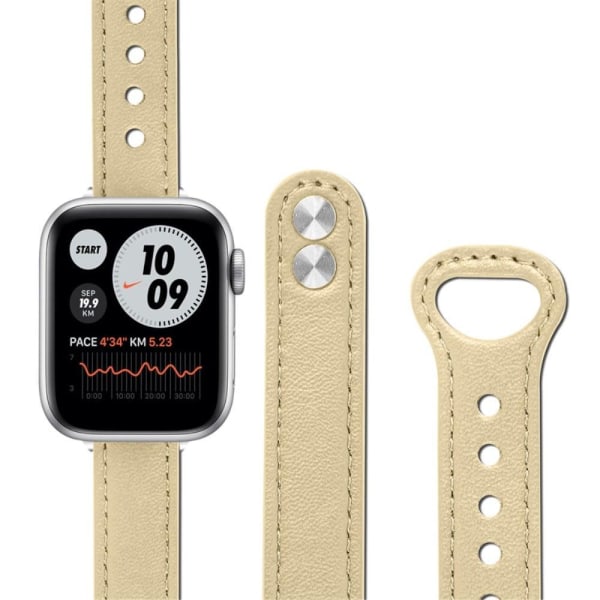 Apple Watch Series 8 (41mm) urrem i ægte okselæder - Lys Abrikos Beige