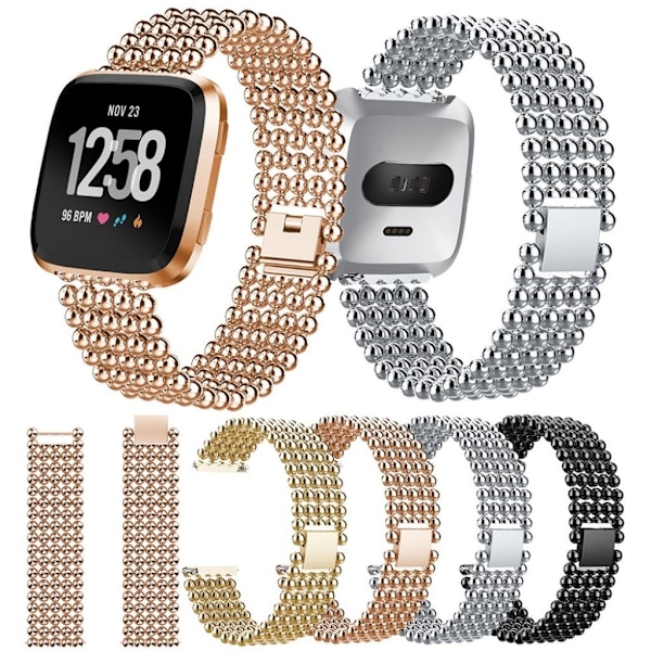Fitbit Versa klocklänk rostfri stål pärlor - Svart Svart