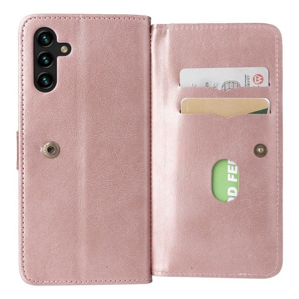 10-slot Lompakko Suojakotelo For Samsung Galaxy A13 5G - Ruusukulta Pink