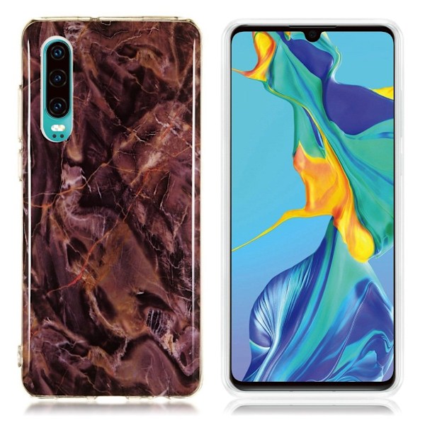 Huawei P30 marmor mønster etui - Model K Brown