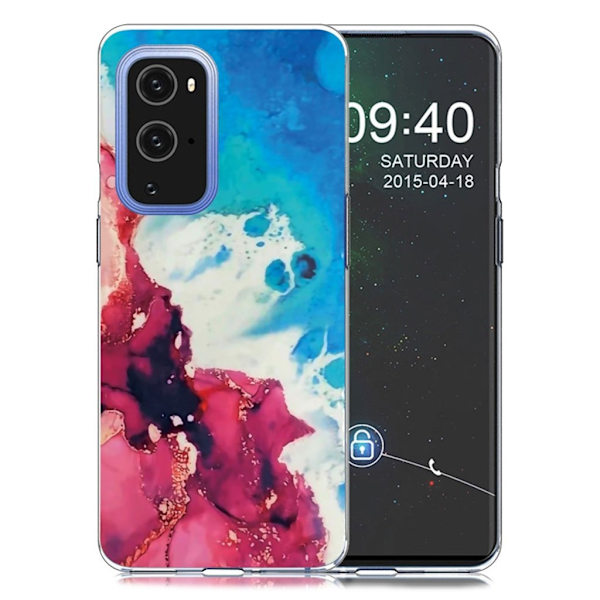 Marble OnePlus 9 Pro Etui - Splash Of Red og Blå Multicolor