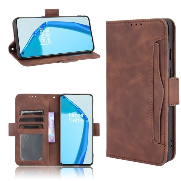 Modern-styled Lær Lommebok Etui til OnePlus 9R - Brun Brown