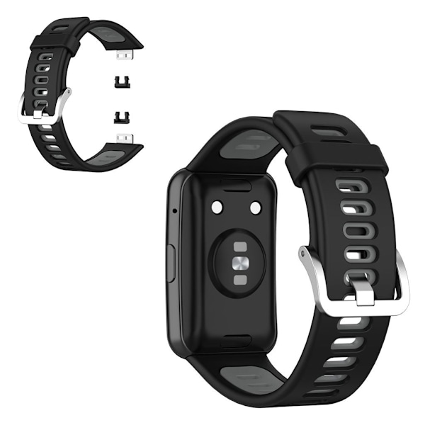 Huawei Watch Fit tofarvet silikoneurrem - Sort / Grå Black